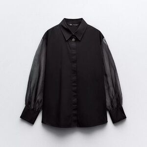 Black Sheer Sleeve Blouse